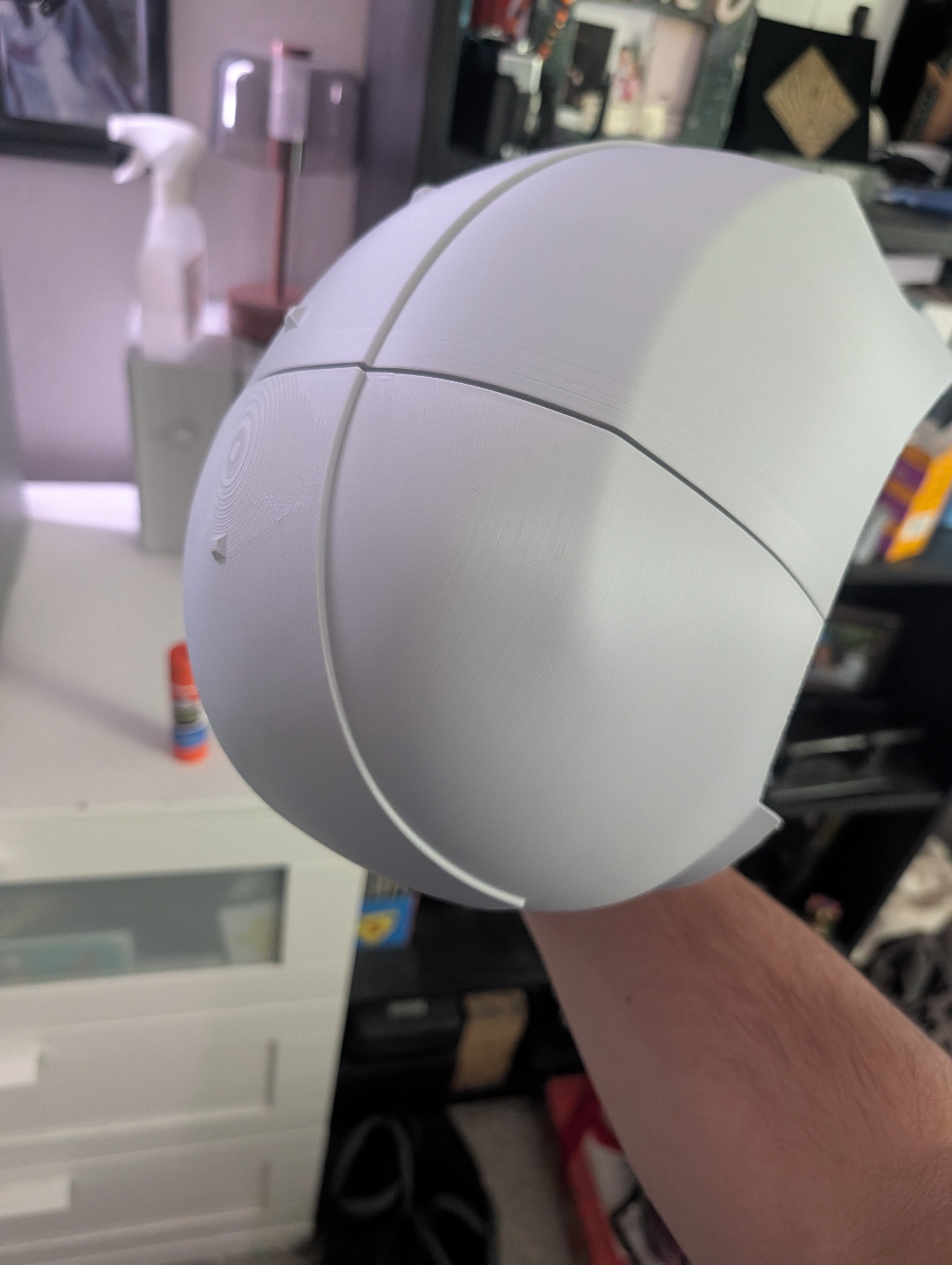 Front and back helmet pieces together