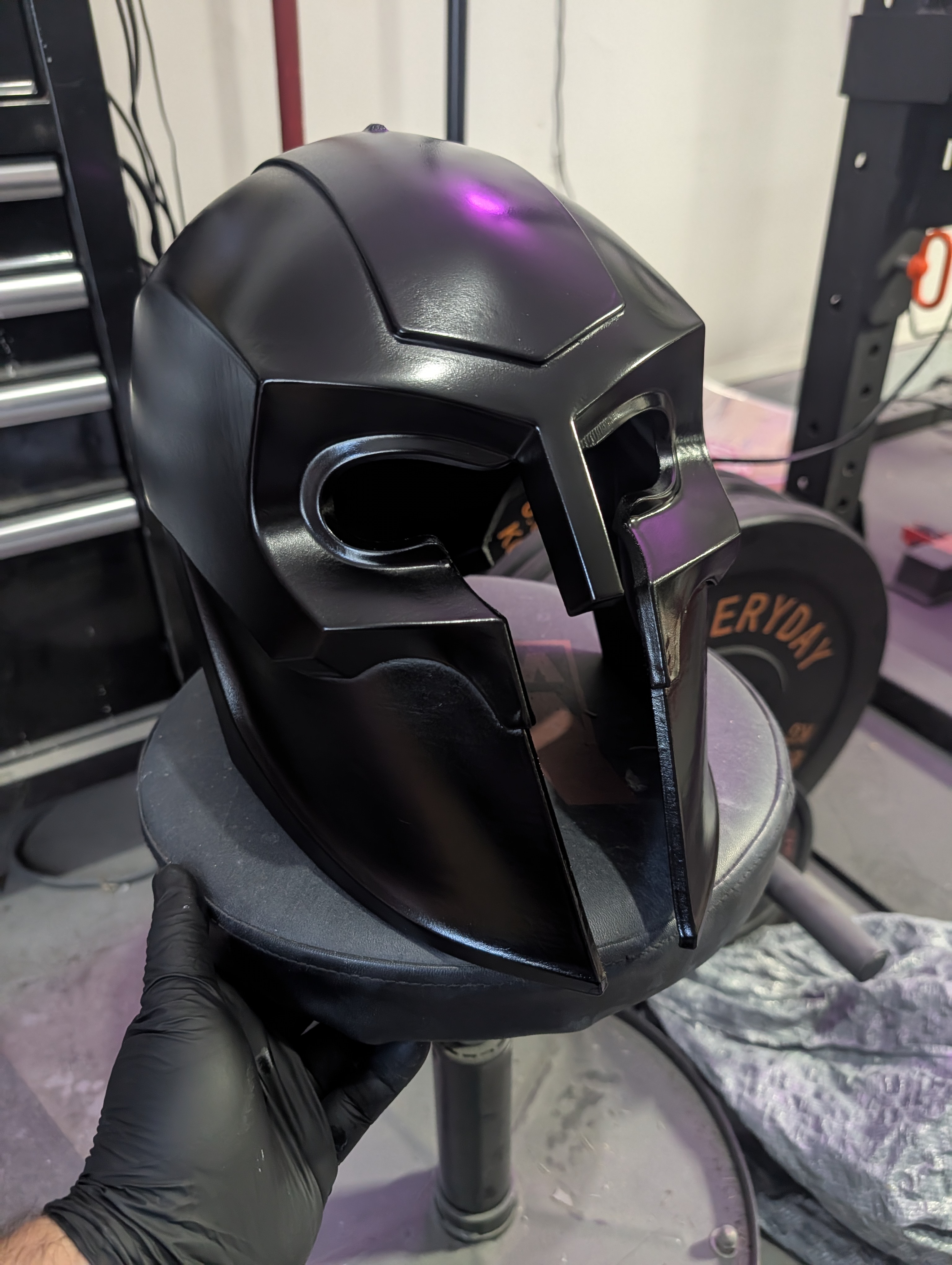 Black coat on Helmet